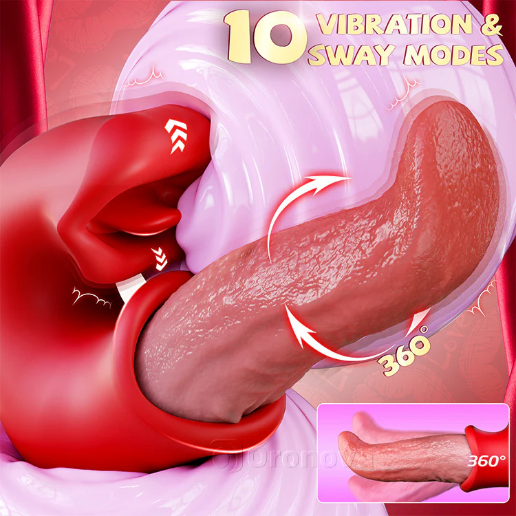 3-in-1 Dildo Vibrator – Rose Toy with G-Spot, Clit & Tongue Action - Image 5