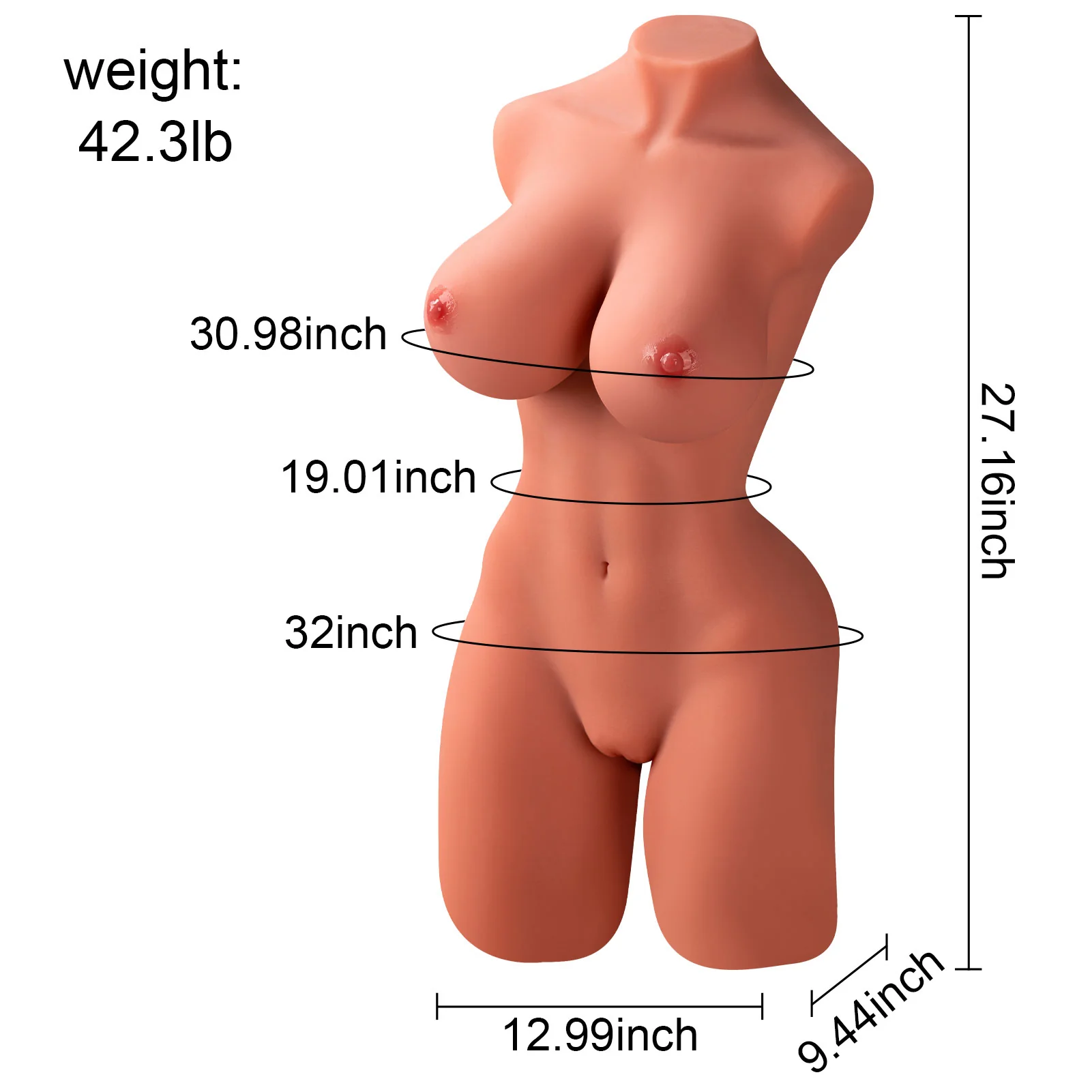 42.3 LB Female Torso Doll with Intense Suction Sensation - Image 12