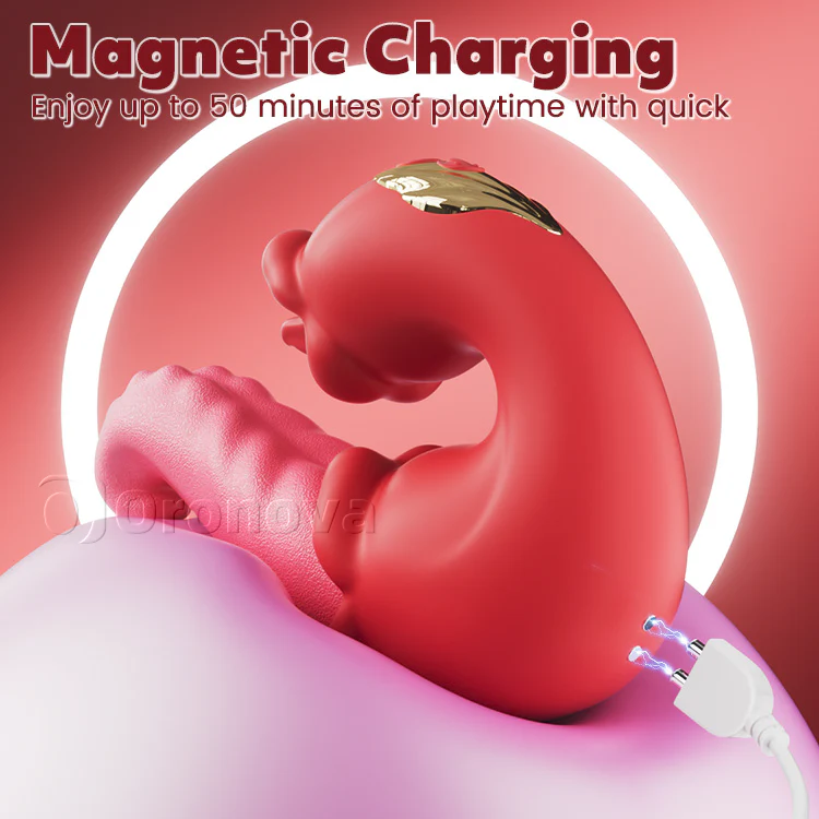 Twin Rose Thrusting G Spot Vibrator - Tongue Teasing & Vibrating - Image 8