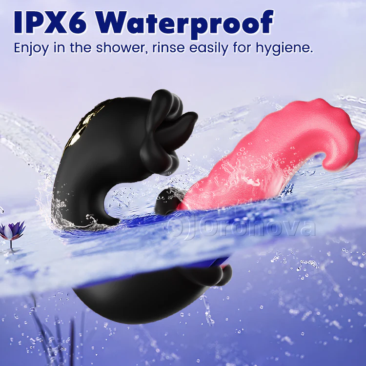 Dual Rose Vibrator with Thrusting Shaft and Licking Tongue - Image 6