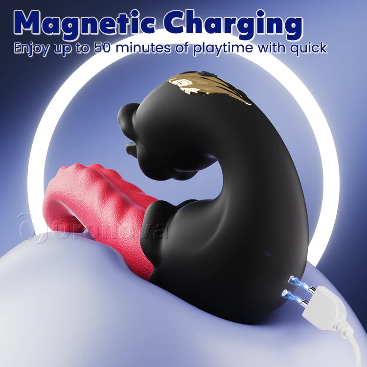 Dual Rose Vibrator with Thrusting Shaft and Licking Tongue - Image 7